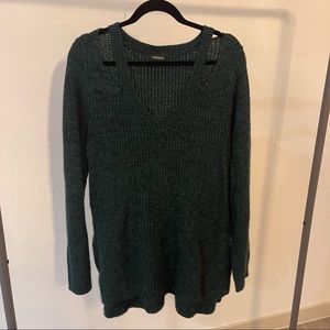 Torrid Green Sweater with Cut Out Neck Details
